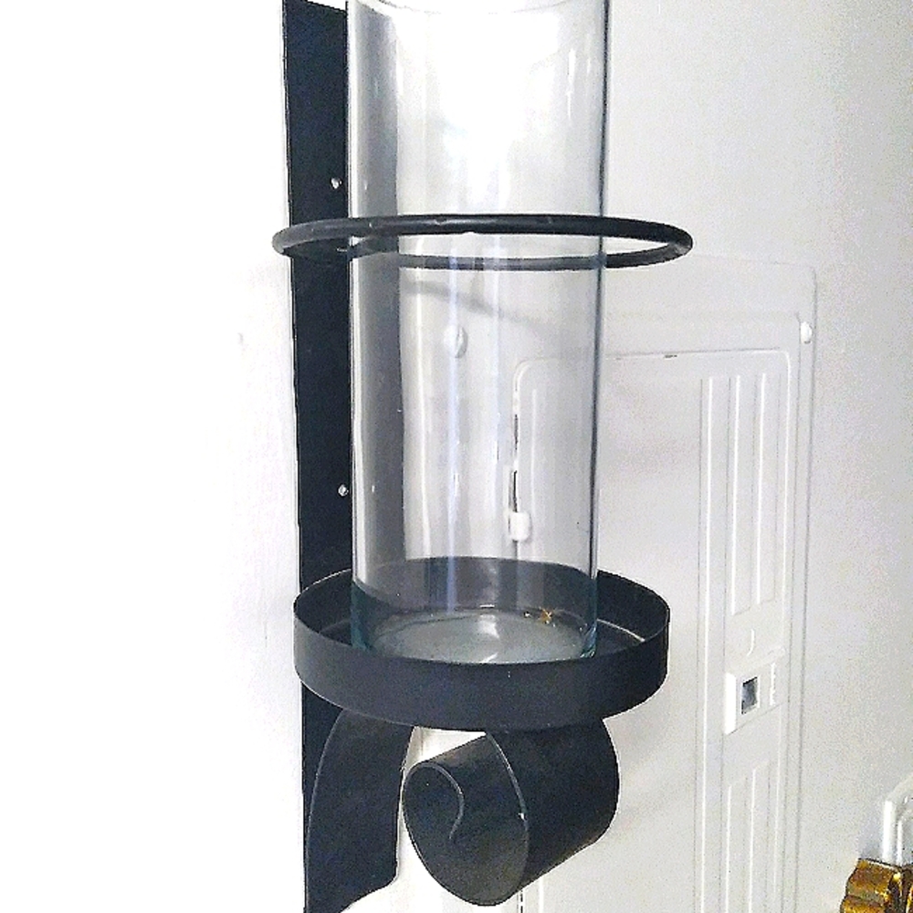 2 iron and glass candle wall mount sconces